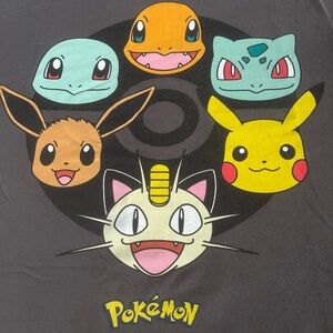 Pokémon Six Basic Kanto League Pokémon Gray SS T-Shirt Size 10/12